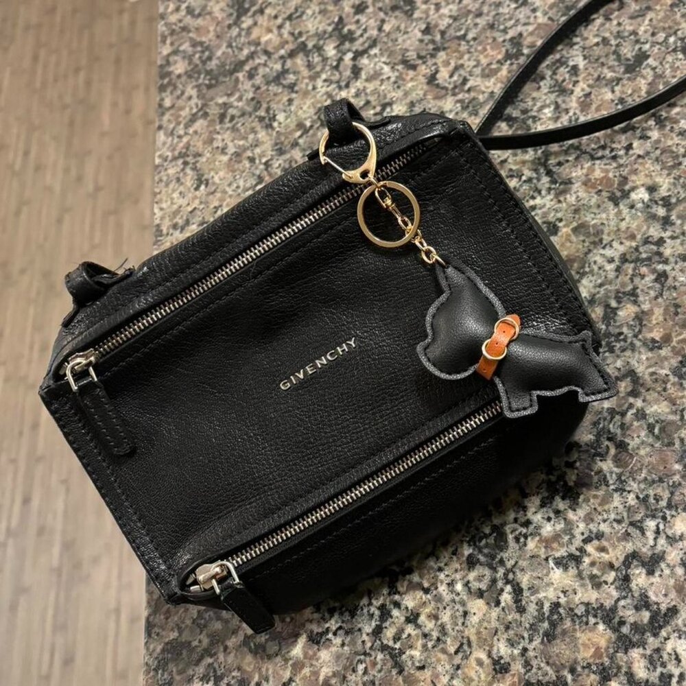 The Ace Brown leather terrier hanging keychain for bag or car